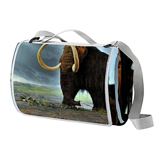 Woolly Mammoth Large Picnic Outdoor Blanket Water-Resistant Handy Mat ToteGreat for Beach and Camping on Grass Spring Summer