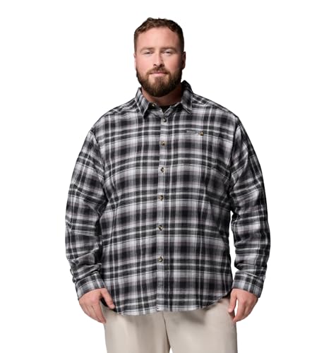 Columbia Mens Cornell Woods Flannel Long Sleeve Shirt, Black Backland Tartan, 1X