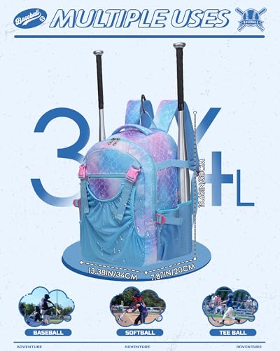 Mochila para equipo de béisbol infantil con almacenamiento ordenado grande 5