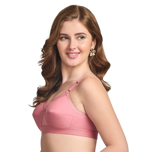 Image of TRYLO KPL Women's Cotton Non-Padded Bra Black /Black Currant /Butter SCOT /Coral /MARUN /Rasberry /Rose Gold /Nude /Sapphire /Skin /White 30 to 40 Available Cups C to I
