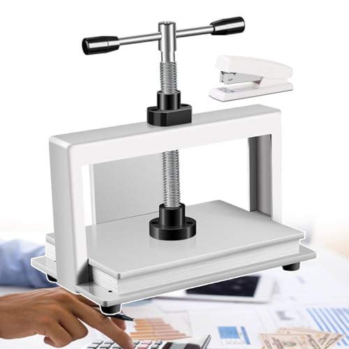 CAFIEDR Prensa de Papel Manual, Prensa para encuadernación de Billetes, presión de 1500 kg y Grosor de Papel de 140 mm, Prensa de Acero Inoxidable para aplanar Libros, Billetes y Documentos