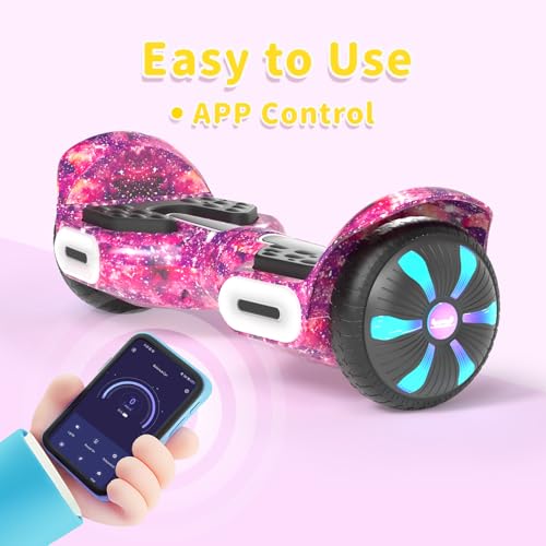 Image of SIMATE 6.5 inch Scooter, Bluetooth Music Speaker and LED Light, Top 8.5mph & 8.5 Miles Range Power by Dual 250W Motor, Gifts for Kids Adults Boys, for All Ages