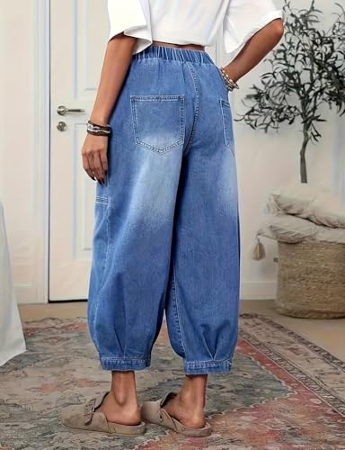 Jean coupe décontractée à taille élastique stretch et ample - 2