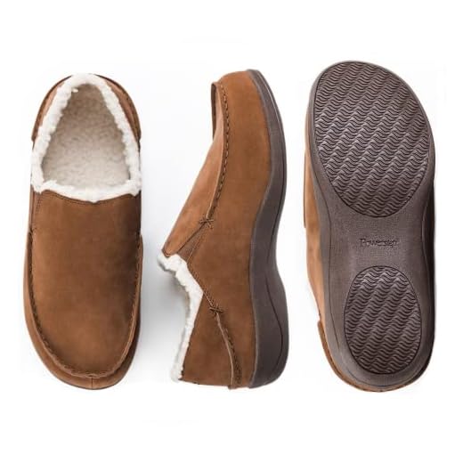 Powerstep Men's ArchWear, House Shoes, Orthotic Slippers with Arch Support, Plantar Fasciitis Pain Relief, Brown/Ivory, 12