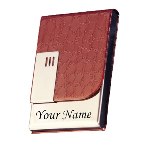 Image of FELSTAR Customized /Personalized Card Holder with Name Engraved, Leather Professional Business Visiting Card Holder /Credit Card Holders Men, Women Day Gift, Corporate Gift for Employees (Maroon)