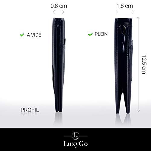 LuxyGo Portefeuille Homme - Porte Carte De Credit Anti RFID/NFC - Protection Cartes Bleue Pièce identité Francaise Permis Conduire - Etui Cuir - Protege Contre Le piratage Bancaire - Image 6