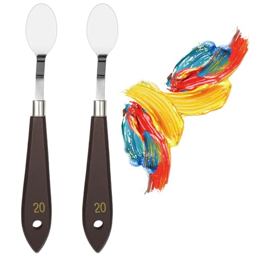 Juego de 2 raspadores para mezclar, acero inoxidable, cuchillo de pintura, herramientas de pintura, paleta, paleta, juego de cuchillos, pasta texturizada, espátula para acuarela, pintura al óleo