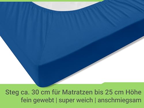 Emily´s Check Doppelpack Bettlaken Betttuch Spannbettlaken 1493.2123, 140 x 190-200 cm, Royalblau – Ansicht 5