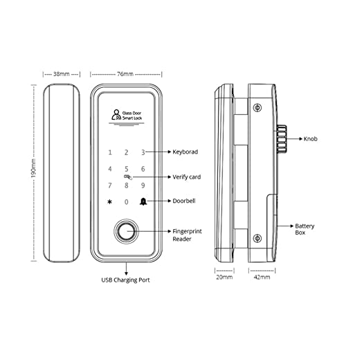 Serrure de porte électronique pour sécuriser facilement un verre sans cadre