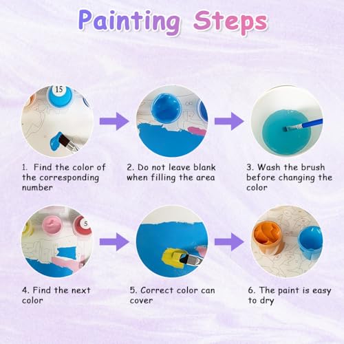 Image of HASTHIP DIY Paint By Numbers for Adults and Kids, Fantasy Aurora Night Sky Forest Landscape Wall Decor, Beginners Pre-Outlined Acrylic Number Painting Canvas for Home Decor, 40x50cm