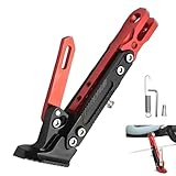 Qurbuns Motorcycle Kickstand, Height Adjustable Foot Side Support Parking Kickstand, Aluminum Alloy Tripod Holder Foot Side Support Stand Modified, Universal for Scooter Motorbike Motocross (Red)