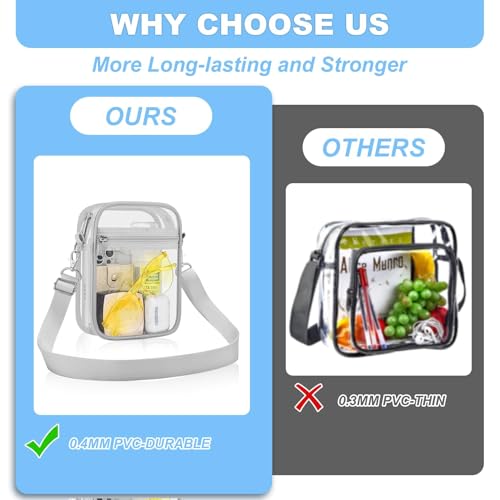 Image of Clear Bag for Stadium Events - Sports Messanger Bag Small Mini Clear Purse for Fan, Concert, Work, Travel