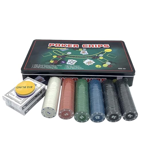 Blackjack Casinoset, 300 Poker-Chips, Texas Holdem Poker-Set, tragbar