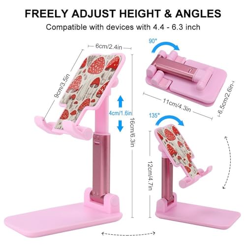 Support de téléphone réglable et pliable motif champignon compatible iPhone et Android