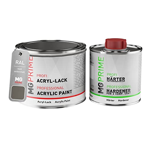RAL 7039 Gris quartz/Quartz grey Peinture acrylique mat satinée Pot de 0,75 litre / 750 ml, y compris le durcisseur