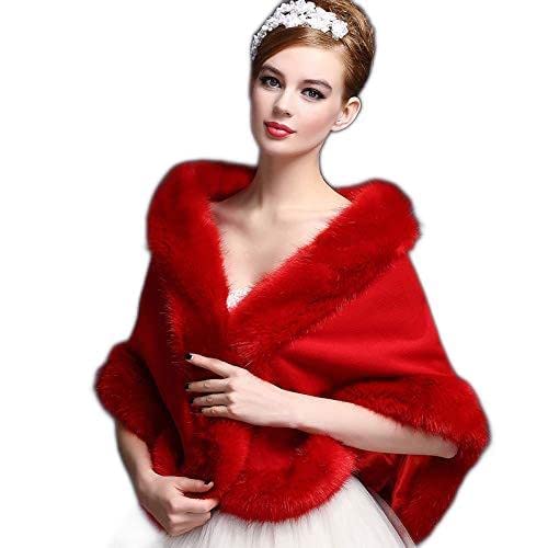 Faux Fur Wrap Soft Winter Shawl Stole Shrug Cover Up for Wedding Bridal Bridesmaid