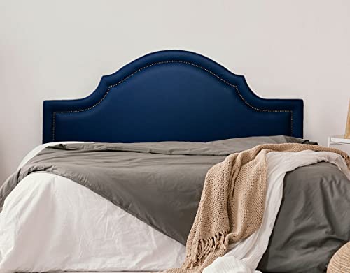 Cabeceira Casal Provençal Luxo 140x60 Courino Azul - Tachas Fumê