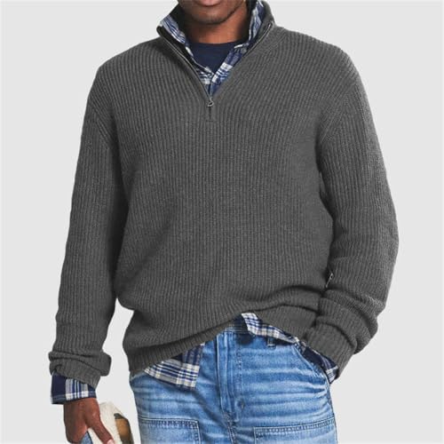Men's Quarter Business Casual Zipper Sweater Knitted Pullover V-Neck Sweaters Long Sleeve Slim Fit Mock Neck Sweaters3