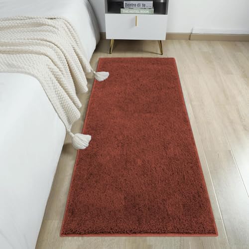 Image of Flooring India Co Newman Floor Runner 2500 GSM Super Soft Anti Skid Runner for Bedroom Side (2x5 Feet, Rust)