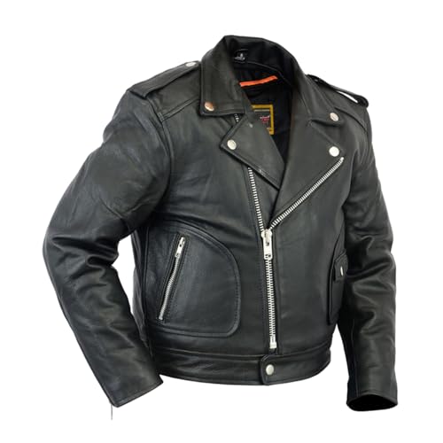 Daniel Smart Boys Leather Jacket Premium Kids Motorcycle Jacket with Unique Plain Sides Design and Multiple Pockets
