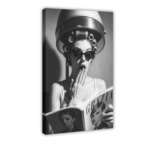 AUHUE Retro Beauty Art Vintage Glamour Salon Wall Print Black