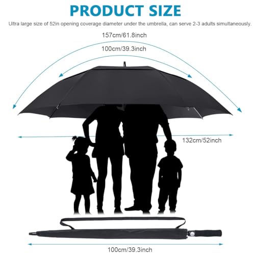 PARSPAR 60 Inch Windproof Golf Umbrella, Black - Image 6