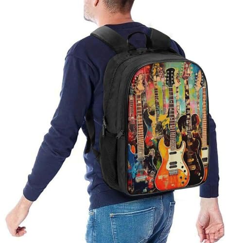 Mochila escolar para niños que buscan espacio y comodidad con diseño tridimensional de guitarra 5