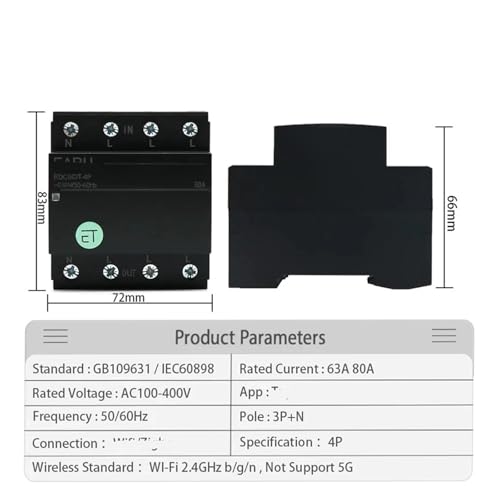 Disyuntor 3P+N 63A con control remoto para carril DIN e interruptor de corte 2