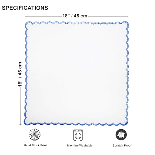 Ridhi 100% Pure Cotton Cloth Napkins, White with Blue Edge, 18x18 in,8-Set by Ridhi - Used condition - Image 3