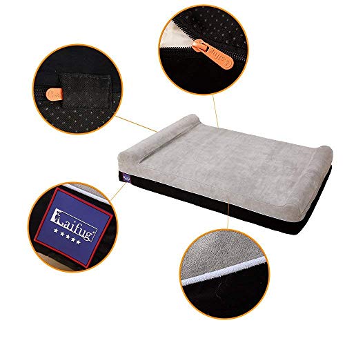 Image of Laifug Memory Foam Dog Bed + Bed Cover (50x36x10)