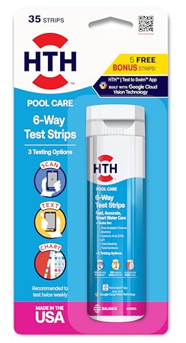 HTH 1279R Pool Care 6-Way Test Strips Swimming Pool Water Chemical Tester 35 Count