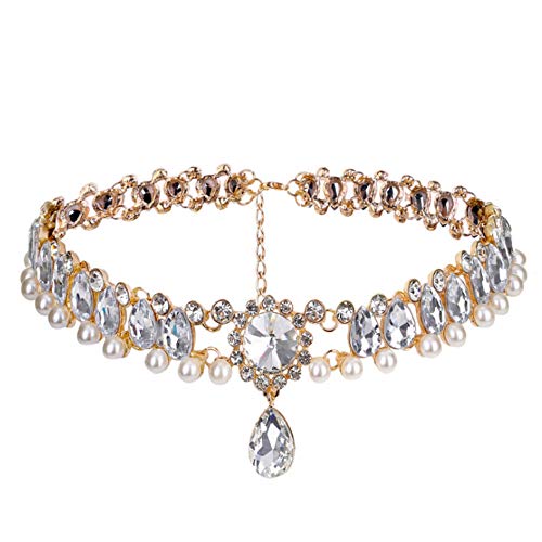 Preisvergleich Produktbild Anglacesmade Bohemia Strass Choker Kristall Halskette Perlen Choker Hochzeit Schmuck Brautkette Diamant Anhänger Choker für Frauen und Mädchen