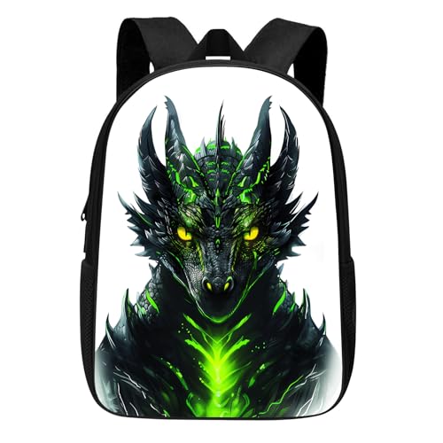 Kids Dragon Backpack Cool Dragon with Green Lava School Backpack for Boys Girls Teens Adults, Water Resistant Bookbag for Elementary Middle High School Students 17 Inch