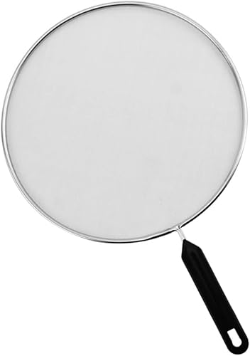 SOLUSTRE Tapa de cocción de pantalla reforzada colador de aceite en polvo alambre para salpicaduras horneado redondo resistente con tamiz de acero