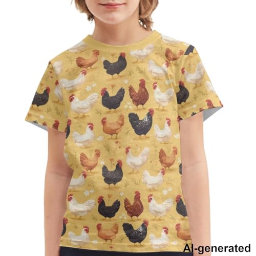 Image of Novelty 3D Graphic T Shirts for Kids Crew Neck Funny Animal Print Short Sleeve Girls Tshirts 3-16 Years