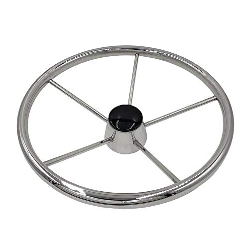 ISURE MARINE 13-1/2 Inch 5-Spoke Destroyer Style Stainless Boat Steering Wheel for Boat, Yacht - Image 5