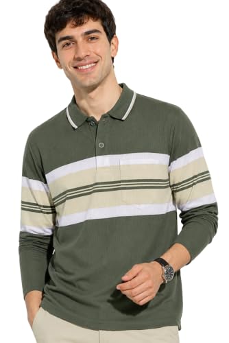 Image of SANE ORIGINALS Full Sleeves Textured Polo Tshirt for Men with Pocket || Long Sleeves Collar and Pocket T-Shirt for Men