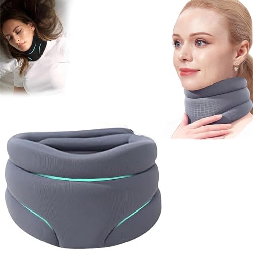 Collarín Cervicorrect for la apnea del sueño Collarín Cervicorrect, Collarín suave for el dolor y soporte del cuello, Collarín antironquidos for dormir for mujeres y hombres (Color : Gray)