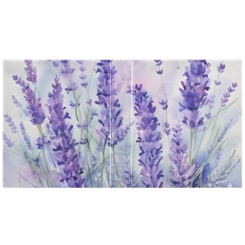 Image of 3 Ring Binder Purple Lavender Flower 1.5 inch Binders Three Ring Binders with Clipboard Fit 8.5'' x 11'' Paper 3 Interior PVC Clear Pockets for Office Supplies
