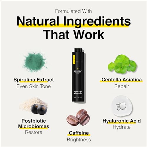 Lumin Super Light Moisturiser, Oil-Free Hydrating Face Moisturiser for Men with Cica Spirulina & Postbiotics, 50ml - Image 2