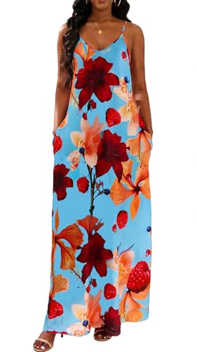Image of vunahzma Womens Casual Fashion Sleeveless Plus Size Loose Long Sexy Maxi Dress with Pockets