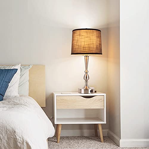 Dott Arts 24.8'' Table Lamps For Bedroom Set Of 2, Modern Bedside Lamps With Dual Usb Charging Ports, 3 Way Dimmable Touch Control Nightstand Lamp Nickel Finish Large Table Lamps For Living Room(Gray) #TOP1
