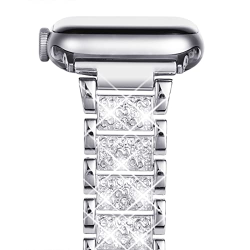 KADES 42mm(Series 11 10) 41mm 40mm 38mm Compatible with Apple Watch Straps for Women Bling Diamond Rhinestone Bracelet Replacement Band for iWtach SE 3 2 1/Series 11 10 9 8 7 6 5 4 3 2 1,Silver - Image 2