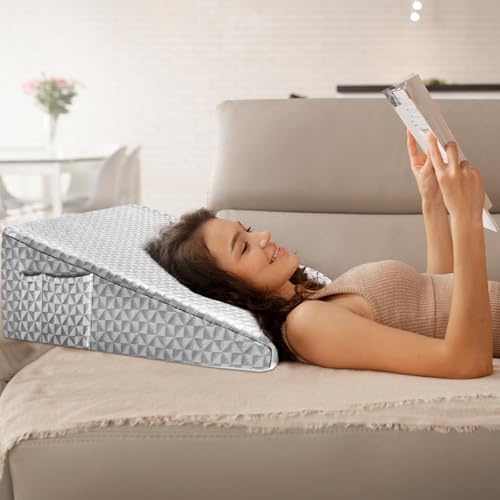 Image of Wedge Pillow for Sleep Apnea, 12 inch Memory Foam Bed Wedge After Surgery | Dual-Layer Foam with a High-Density Base Provides Stable Support, Resists Flattening, and Stays Secure with a Non-Slip Bottom