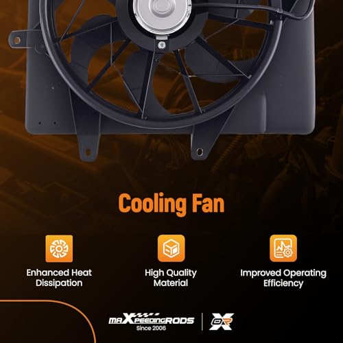 Image of maXpeedingrods 620-022 Engine Radiator Cooling Fan Assembly forChrysler PT Cruiser 2.4L 2001-2005 Replace# 5017407aa 5017407ab