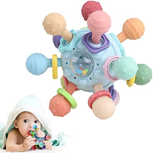 Baby Teething Toys - Infant Sensory Chew Rattles Toys - Newborn Montessori Learning Developmental Toy - Teethers for Babies 0 3 6 9 12 18 Months - Shower Gifts for 1 2 One Two Year Old Girls Boys