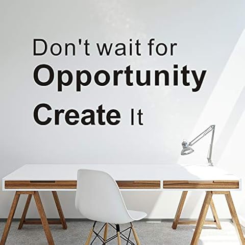 VODOE Inspirational Wall Decals, Office Wall Decals, Work Quotes Motivational Sports Living Room Classroom Bedroom Home Art Decor Vinyl Stickers Don't Wait for The Right Opportunity Create It 22"x11" Cover