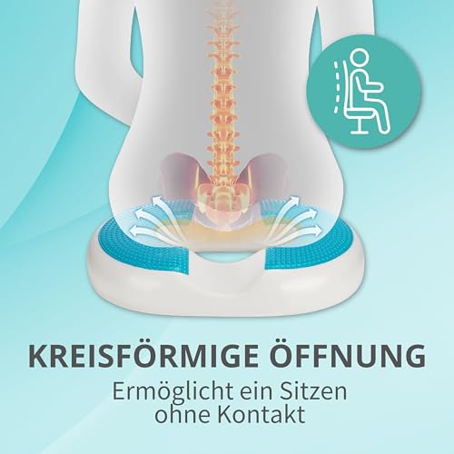 riijk Bequemer Sitzring, Wohltuend für Steißbein und Intimbereich inkl. kühlende Gel-Schicht, Ringkissen, Donut Kissen, Steißbeinkissen mit Memory-Schaum