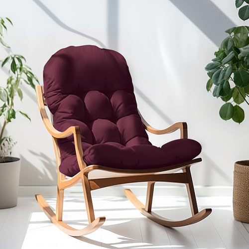 Image of Adirondack Chair Cushion, Rocking Chair Cushion 44x19.4x4 inch, High Back Patio Cushions of Upper and Lower with Ties, Sunscreen and Fade-Resistant (Beaujolais, 2)