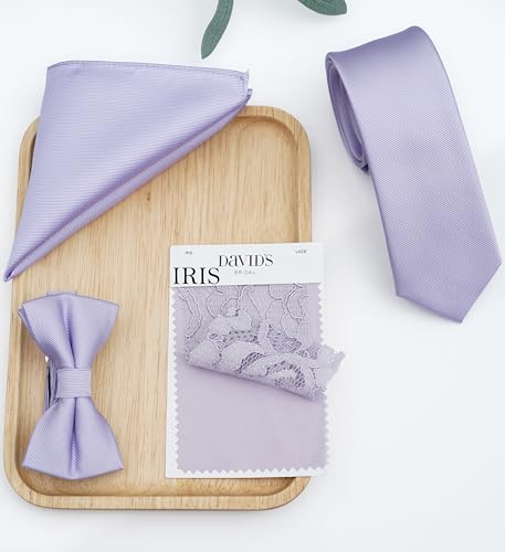 Image of Boy's Solid Tie with Pocket Square Set, Regular Necktie for Children and Kids, Self-Tied